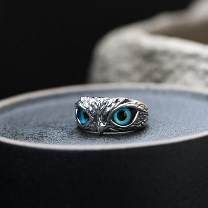 Adjustable Silver and Opal Glückseule Ring