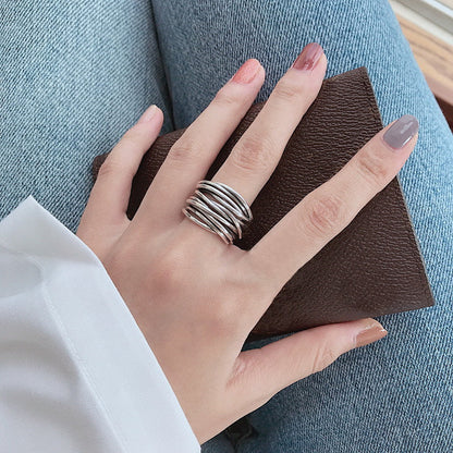 Adjustable 925 Sterling Silver Layered Ring