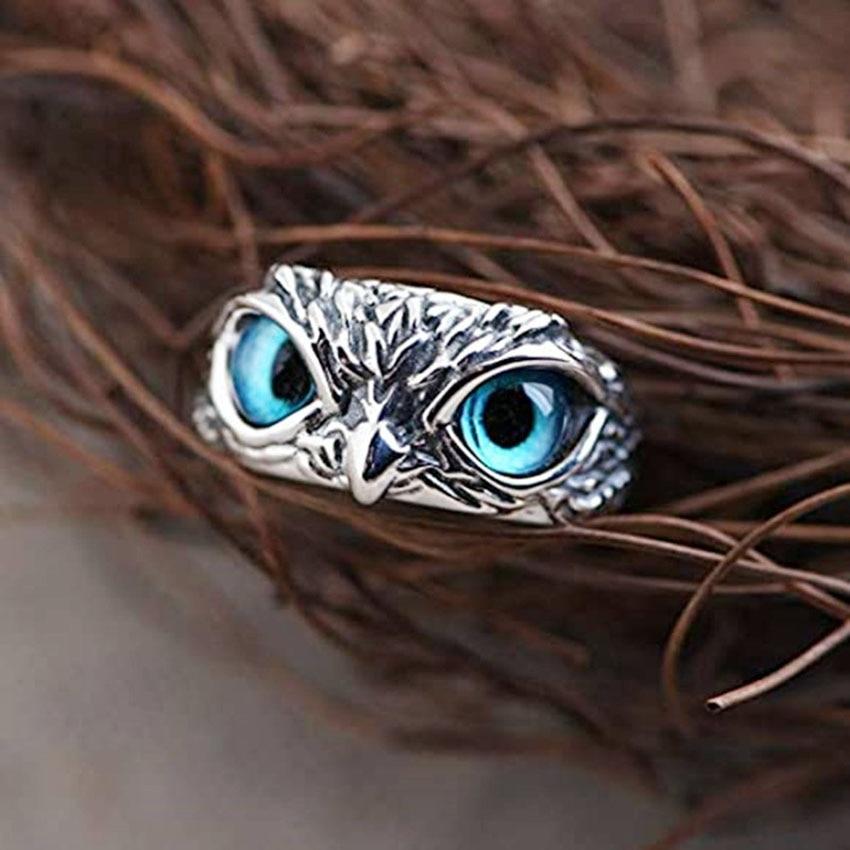 Adjustable Silver and Opal Glückseule Ring