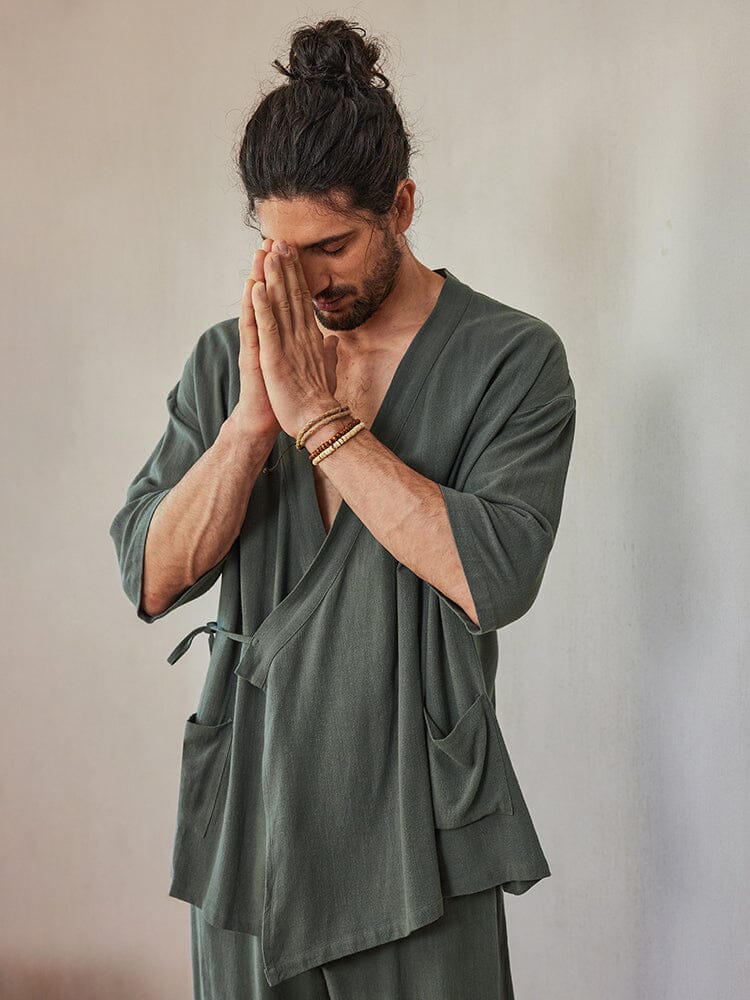 Casual Mixed Linen Shirt Set