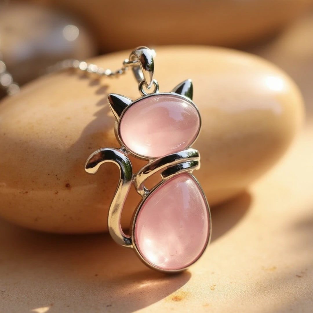 Collar with Genuine Stone Cat