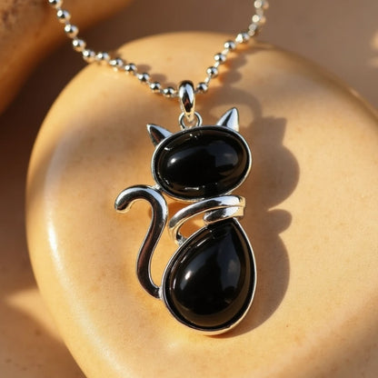 Collar with Genuine Stone Cat