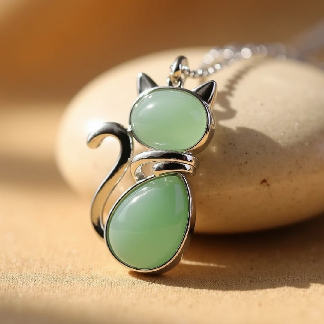 Collar with Genuine Stone Cat