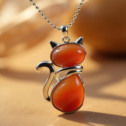 Collar with Genuine Stone Cat