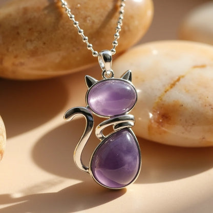 Collar with Genuine Stone Cat