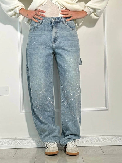 Rosaline - Sparkly Carpenter Jeans with a Fitted Waist