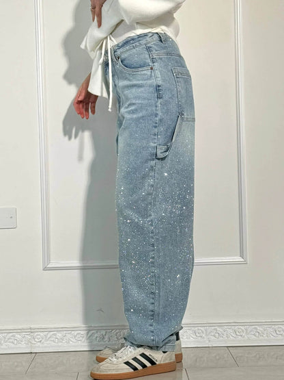 Rosaline - Sparkly Carpenter Jeans with a Fitted Waist