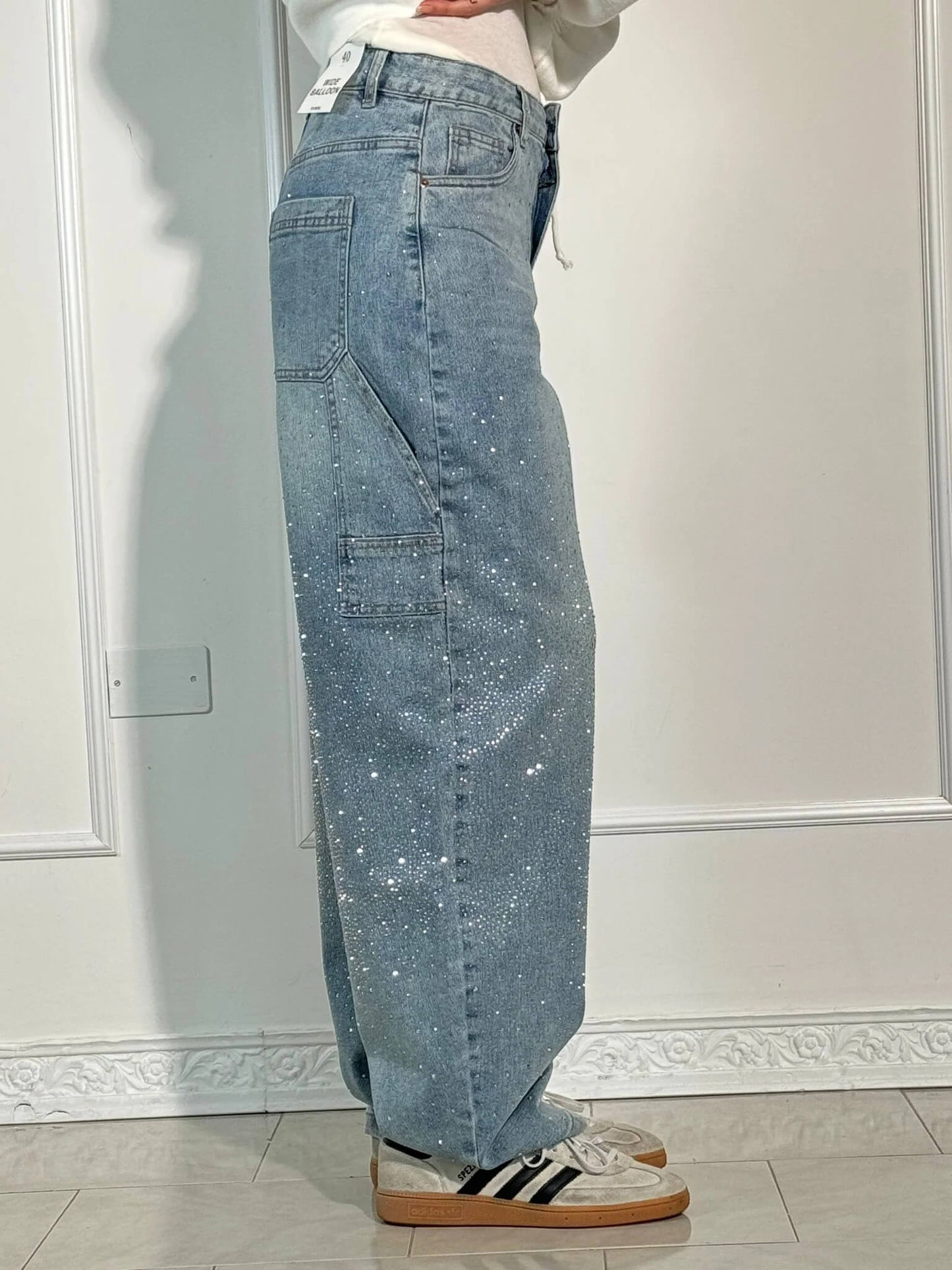 Rosaline - Sparkly Carpenter Jeans with a Fitted Waist
