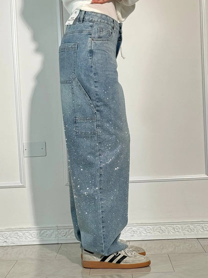Rosaline - Sparkly Carpenter Jeans with a Fitted Waist