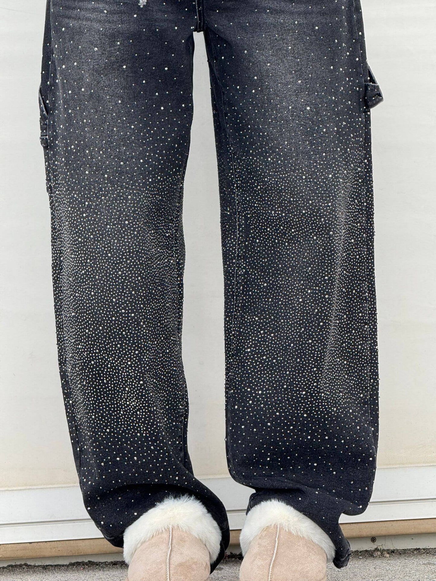 Rosaline - Sparkly Carpenter Jeans with a Fitted Waist