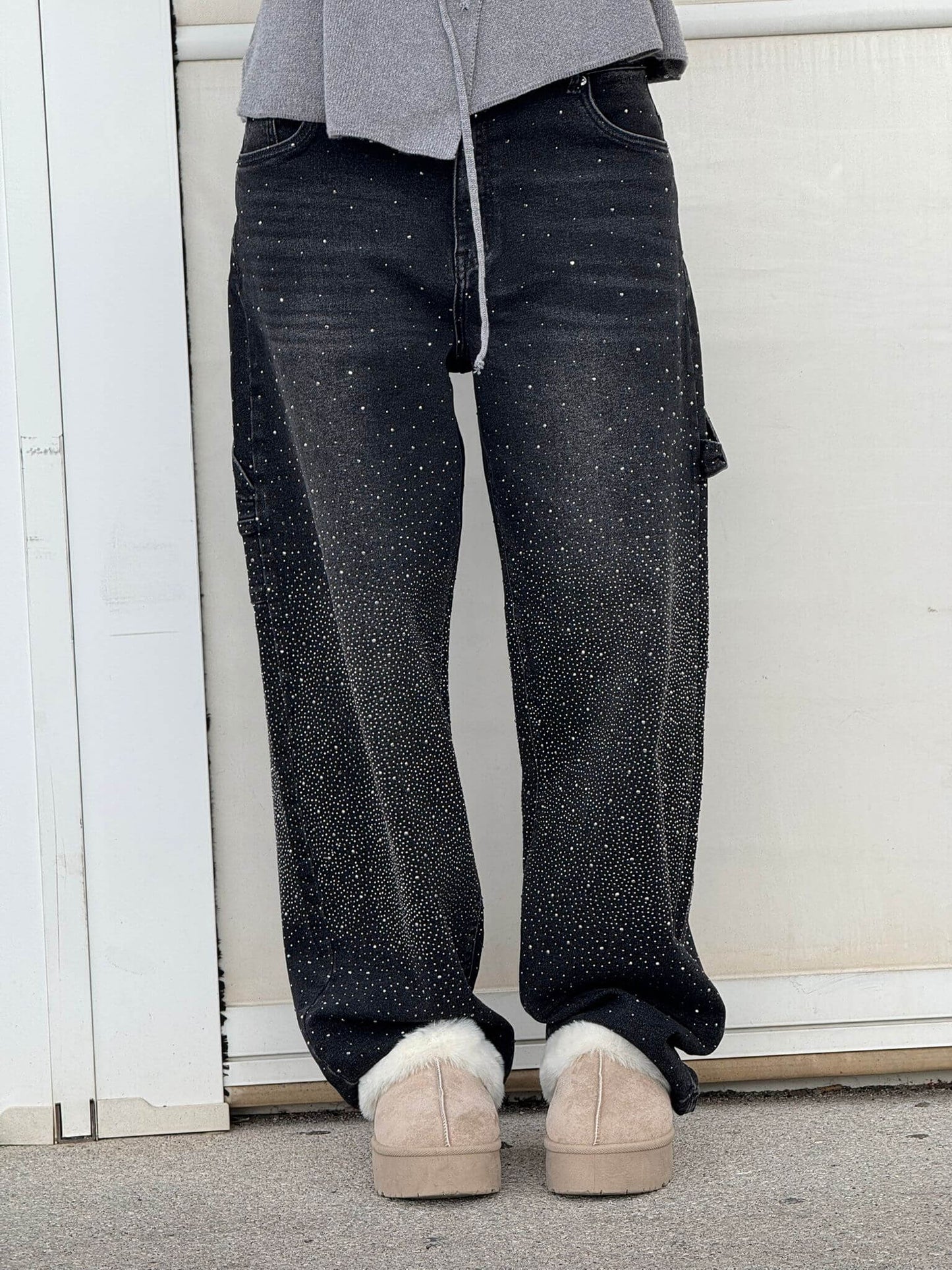 Rosaline - Sparkly Carpenter Jeans with a Fitted Waist