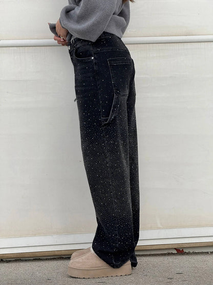 Rosaline - Sparkly Carpenter Jeans with a Fitted Waist