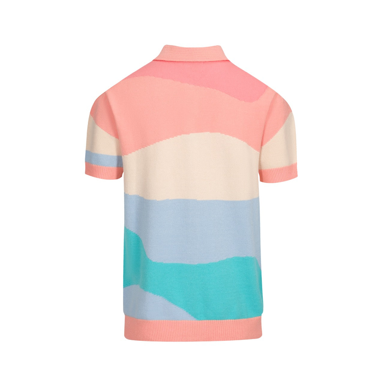 Pastel Knitted Shirt for Men from the 70s – Buttoned Abstract Colourblock