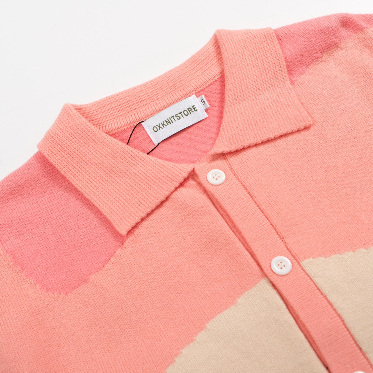 Pastel Knitted Shirt for Men from the 70s – Buttoned Abstract Colourblock