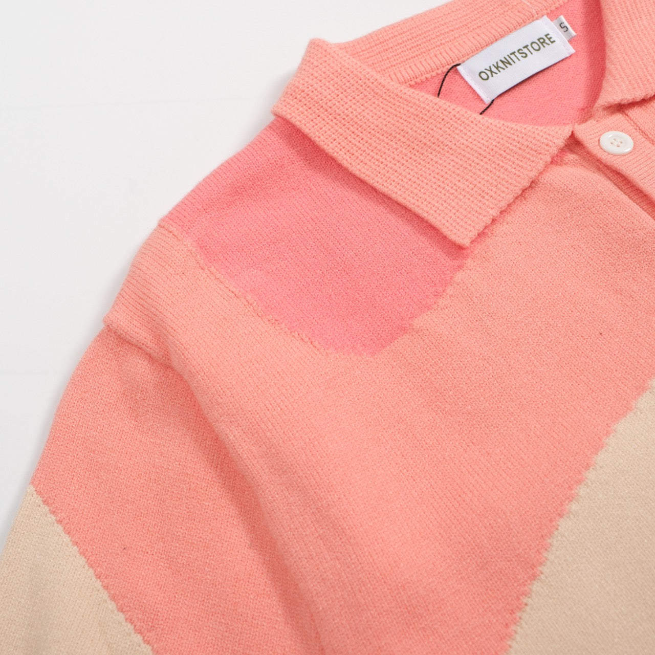 Pastel Knitted Shirt for Men from the 70s – Buttoned Abstract Colourblock