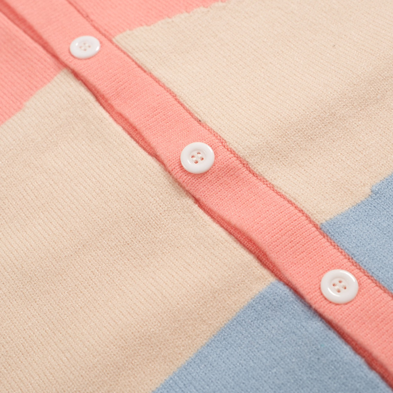 Pastel Knitted Shirt for Men from the 70s – Buttoned Abstract Colourblock