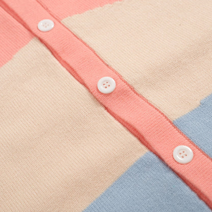 Pastel Knitted Shirt for Men from the 70s – Buttoned Abstract Colourblock
