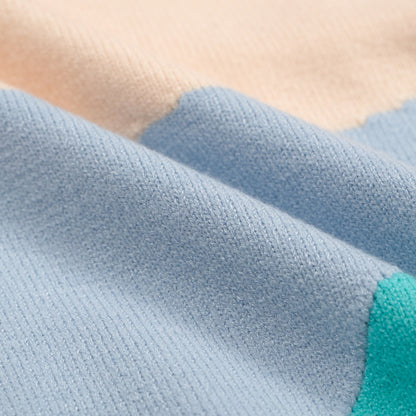 Pastel Knitted Shirt for Men from the 70s – Buttoned Abstract Colourblock