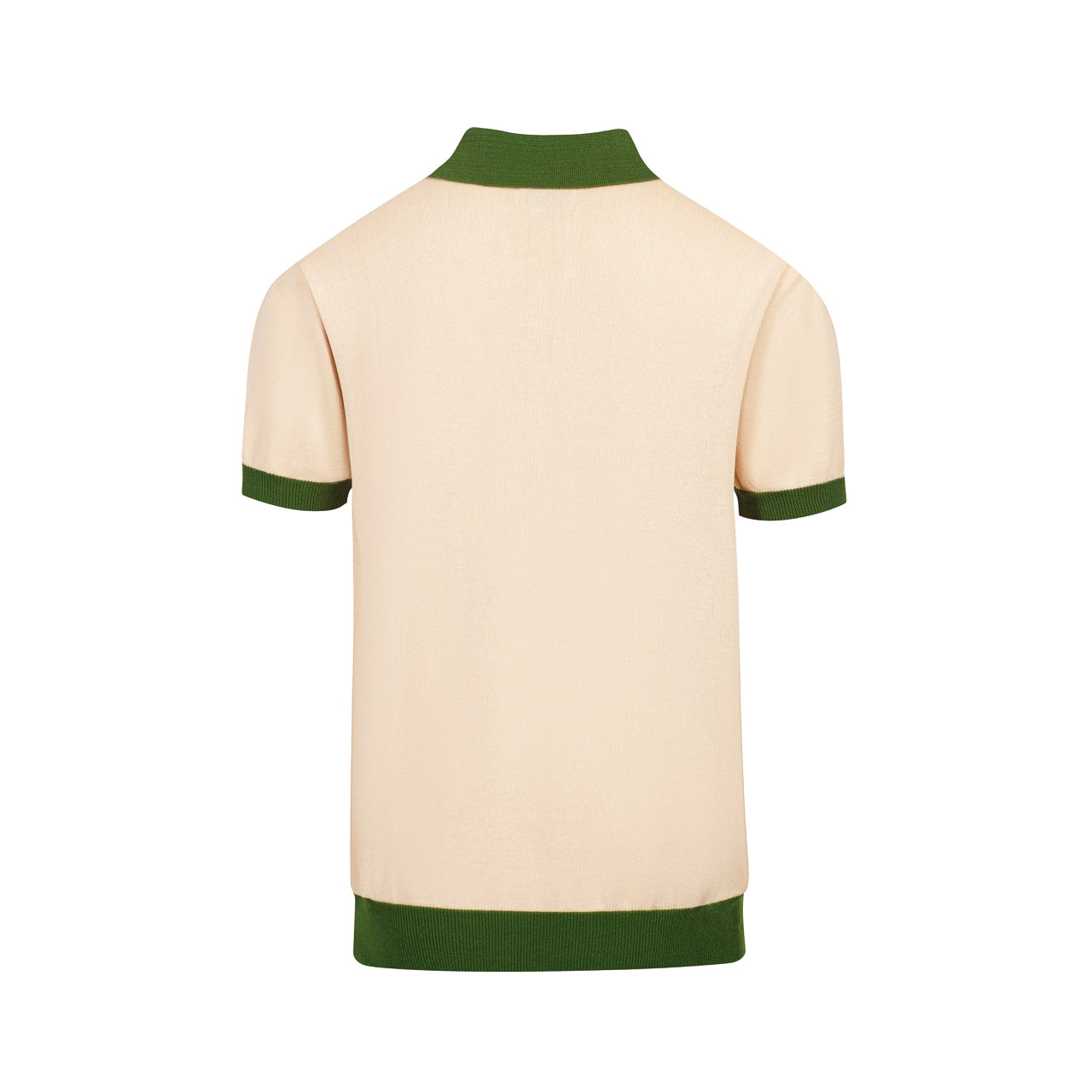 Retro Knitted Polo for Men – Vintage Cream Buttoned with 70s Geometric Graphic