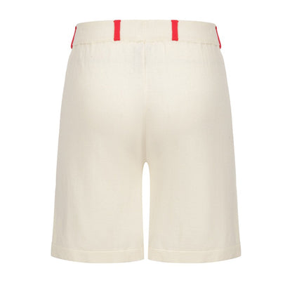 Retro Knit Shorts for Men – Vintage Cream with Embroidery and Red Trim