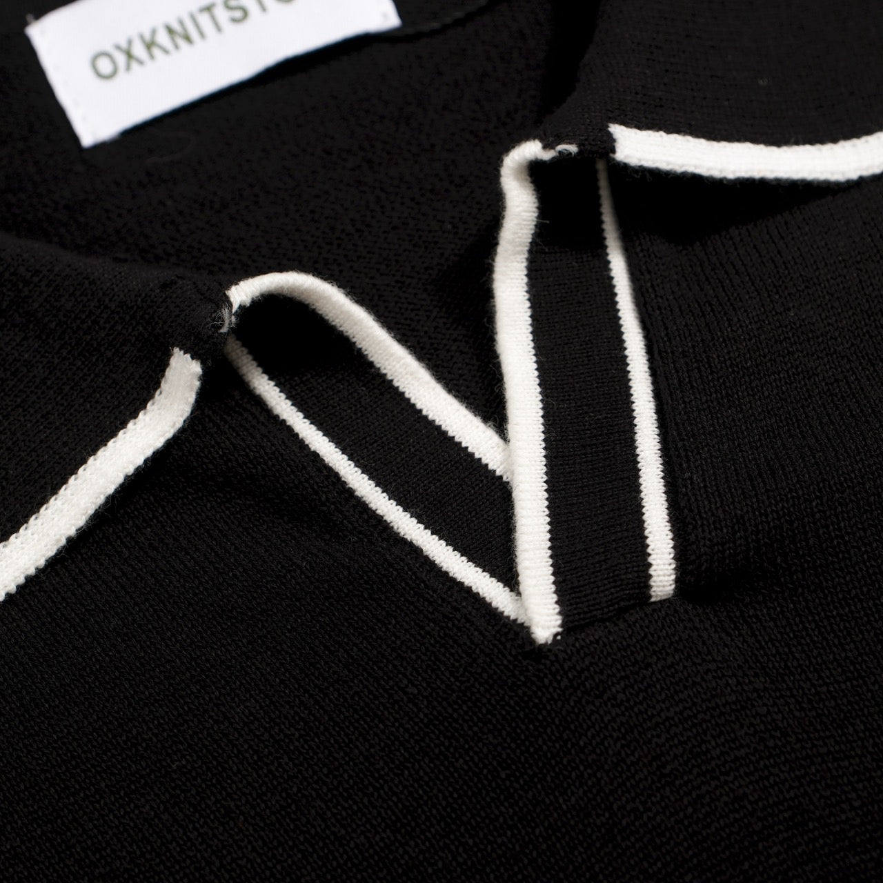 70s Black Mod Polo for Men – Retro Knitted Shirt with Contrast Trim