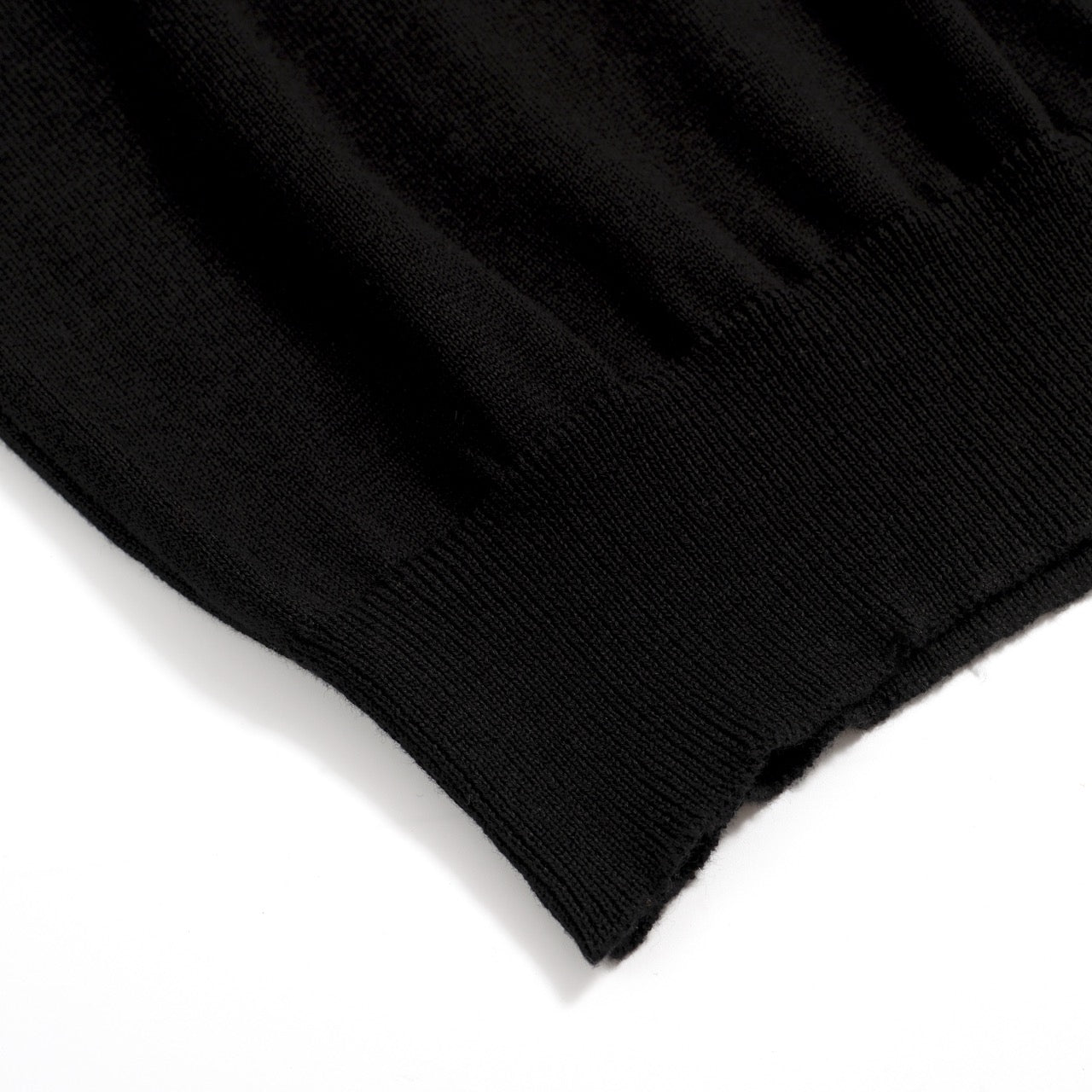 70s Black Mod Polo for Men – Retro Knitted Shirt with Contrast Trim