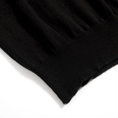 70s Black Mod Polo for Men – Retro Knitted Shirt with Contrast Trim