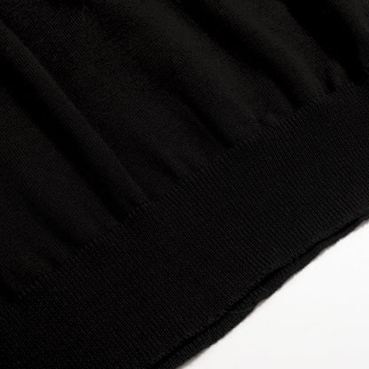 70s Black Mod Polo for Men – Retro Knitted Shirt with Contrast Trim