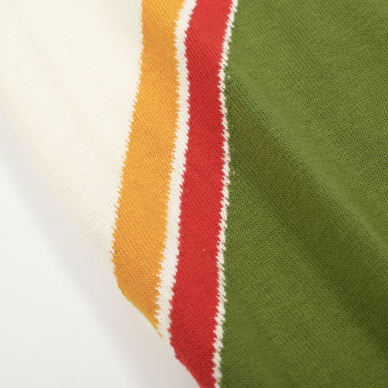 Retro Knitted Polo 1972 for Men – Vintage Graphic Top in Cream, Olive & Orange