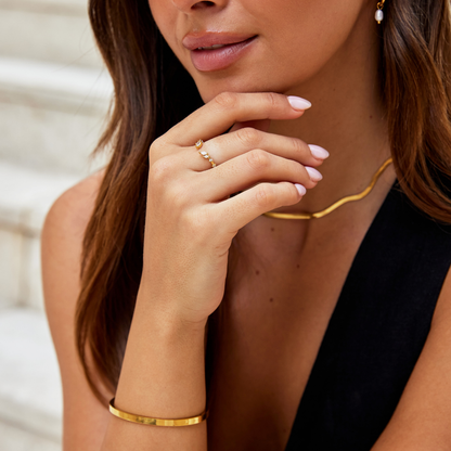 Peace - Crystal Gold Ring