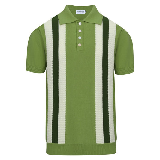Men's 1960s Green Vertical Striped Knit Polo – Retro Mod Style