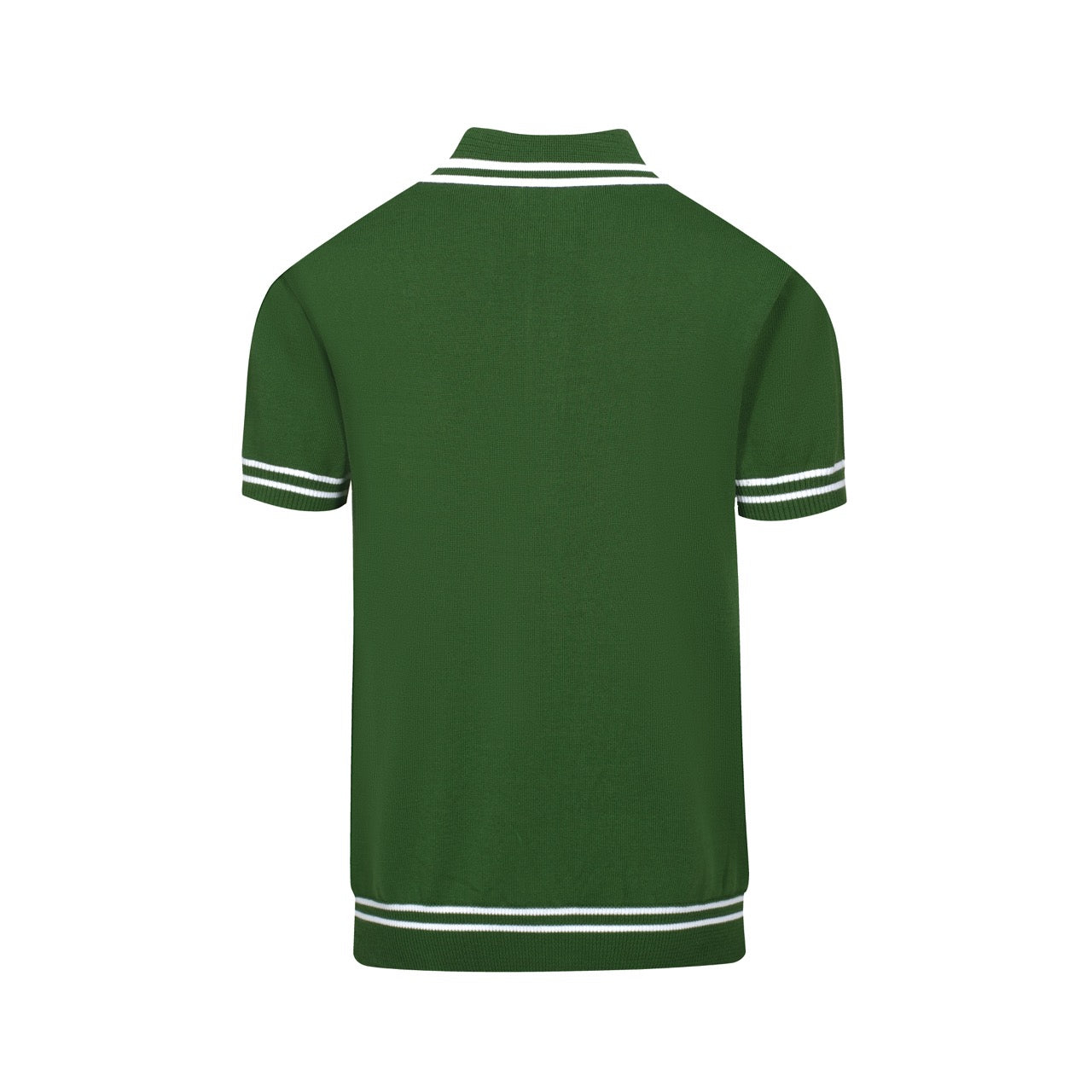 Classic Green Knitted Polo for Men – Short Sleeve Shirt Inspired by the 1960s