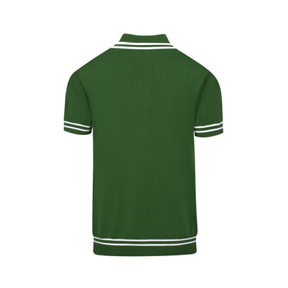 Classic Green Knitted Polo for Men – Short Sleeve Shirt Inspired by the 1960s