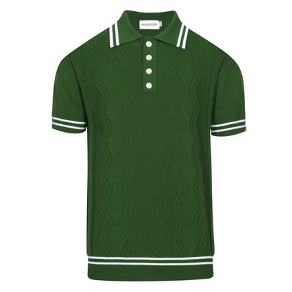 Classic Green Knitted Polo for Men – Short Sleeve Shirt Inspired by the 1960s