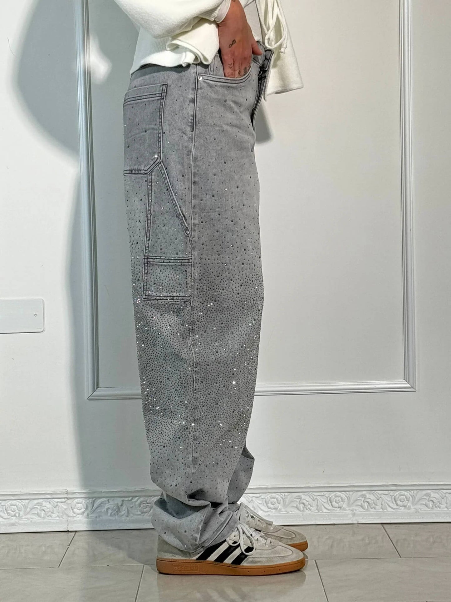Rosaline - Sparkly Carpenter Jeans with a Fitted Waist