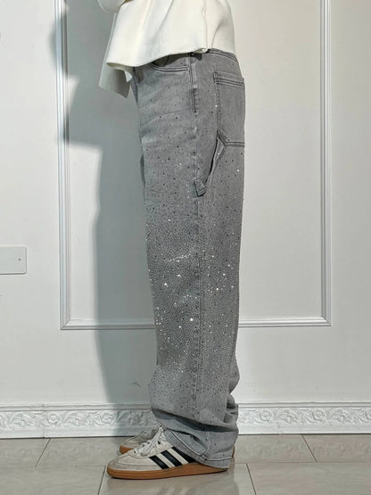 Rosaline - Sparkly Carpenter Jeans with a Fitted Waist