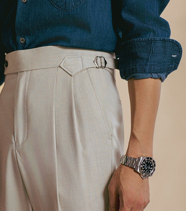 Straight Trousers with Double Pleats Torino