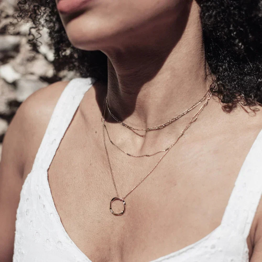 Three Row Open Circle Necklace