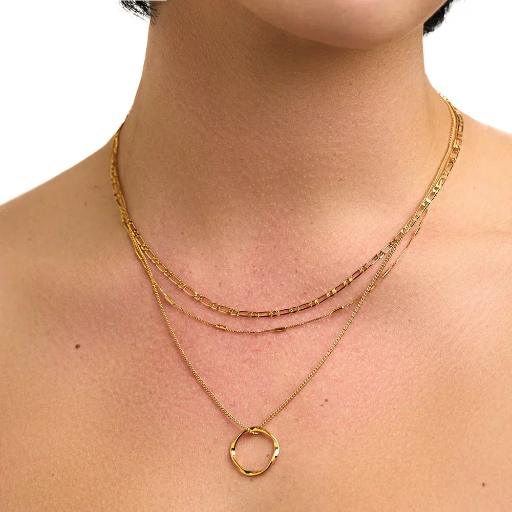 Three Row Open Circle Necklace