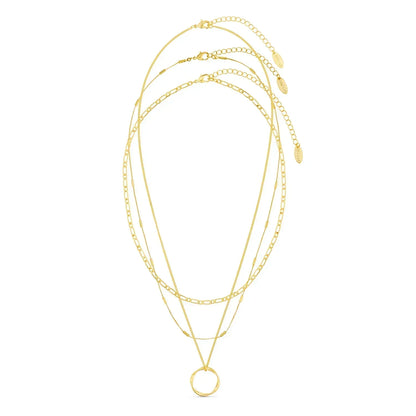 Three Row Open Circle Necklace