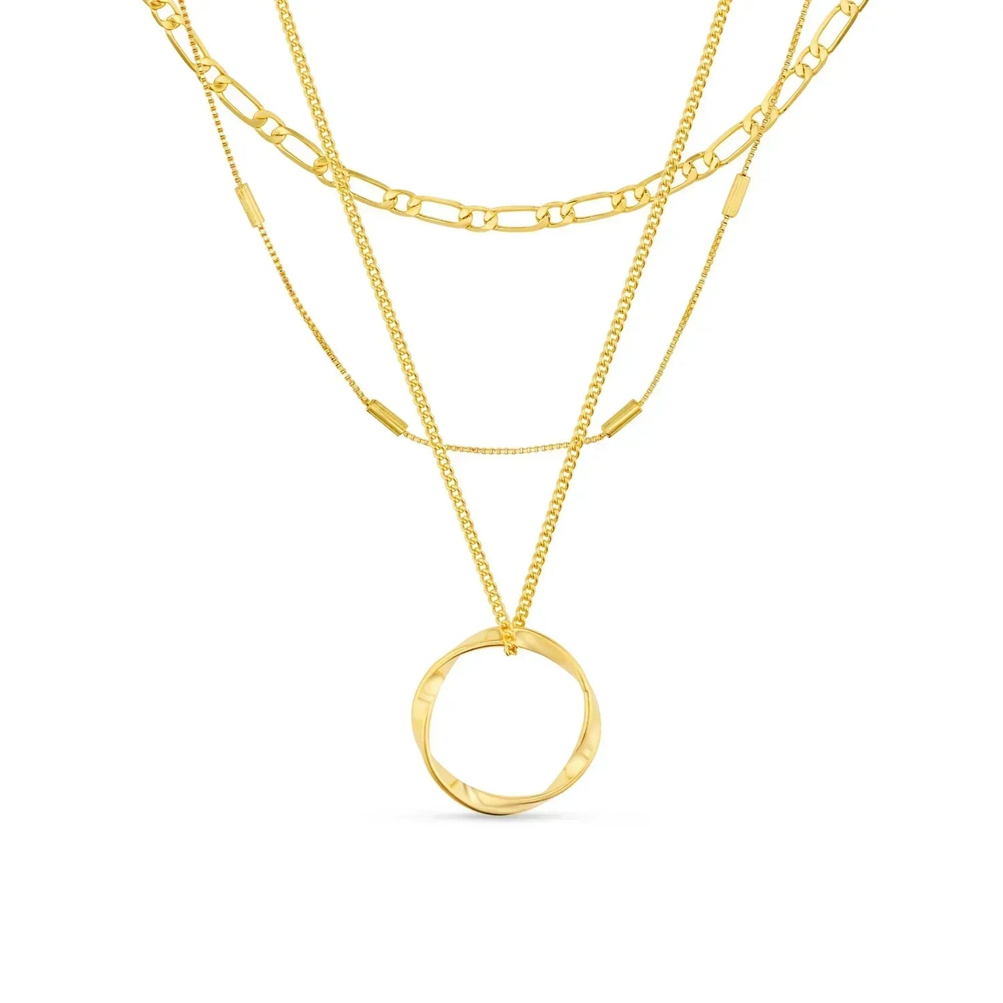 Three Row Open Circle Necklace