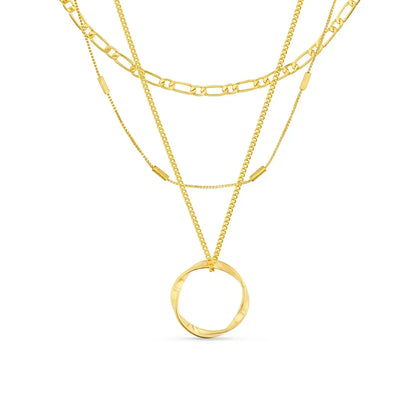 Three Row Open Circle Necklace