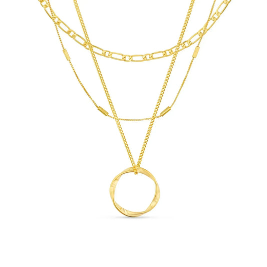 Three Row Open Circle Necklace
