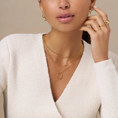 Three Row Open Circle Necklace