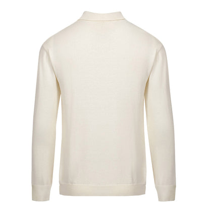 Embroidered Knit Jumper for Men from the 70s – Retro Cream Jumper with Floral Collar Detail
