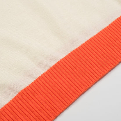 Men's Knitted Jumper – Embroidered Animals with Orange Trim