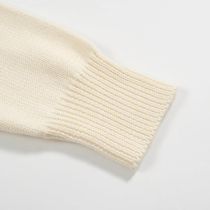 Retro Knit Sweater for Men – Vintage Cream Sweater with French Bulldog Graphic and Glasses