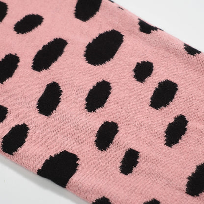 Retro Knit Jumper for Men – Vintage Green Jumper with Graphic Pink Cheetah Sleeves