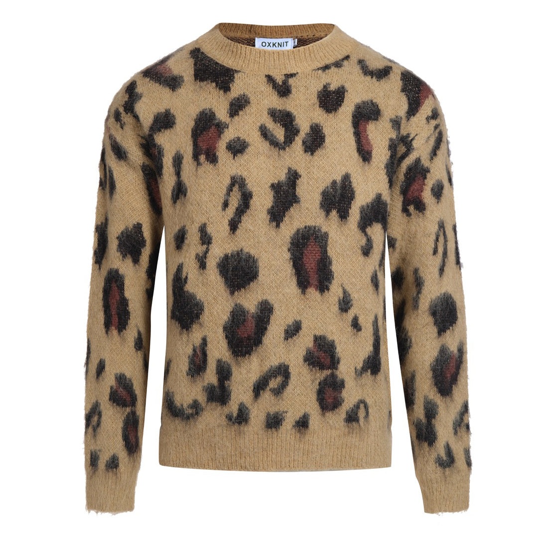 Men's Leopard Print Plush Sweater – 70s Wild Style