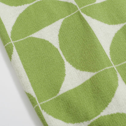 Retro Knitted Polo for Men – Geometric Button-Up Shirt in Vintage Green